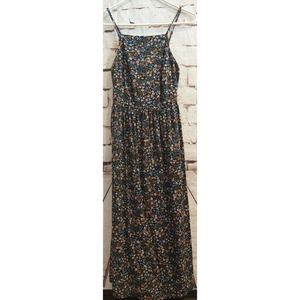 Old Navy Dress Size XS Navy Mustard Ditzy Floral Midi Cami Sundress Pockets